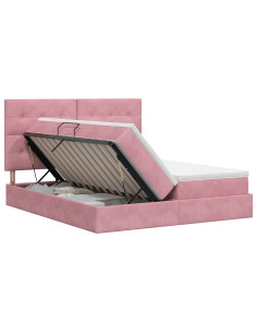 Letto con Contenitore con testiera Rosa 180 x 200 cm Velluto