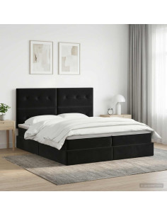Letto con Contenitore con testiera Nero 200 x 200 cm Velluto