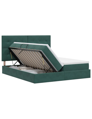 Letto con Contenitore Verde Scuro 200 x 200 cm Velluto