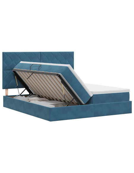Letto con Contenitore Blu Scuro 200 x 200 cm Velluto