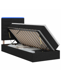 Letto con contenitore LED e materasso Nero 90 x 200 cm Tessuto