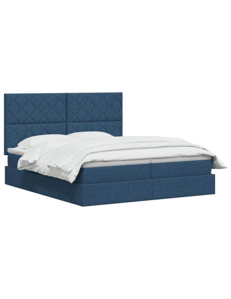 Letto con Contenitore con testiera Blu 200 x 200 cm Tessuto