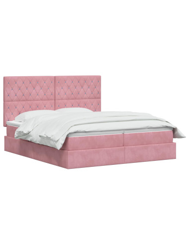 Letto con Contenitore con testiera Rosa 200 x 200 cm Velluto
