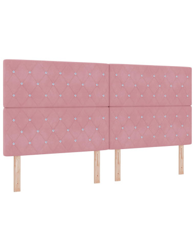 Letto con Contenitore con testiera Rosa 200 x 200 cm Velluto