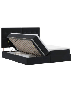 Letto con Contenitore con testiera Nero 200 x 200 cm Velluto 2