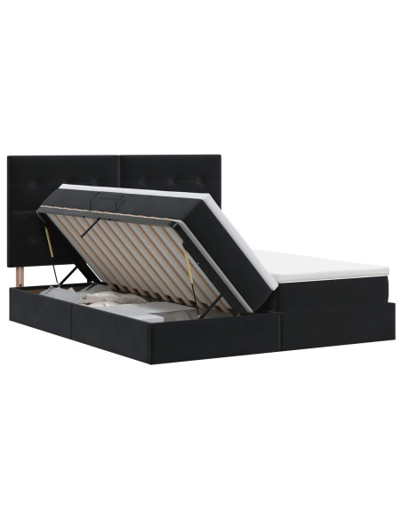 Letto con Contenitore con testiera Nero 200 x 200 cm Velluto