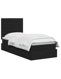 Letto con contenitore LED e materasso Nero 90 x 200 cm Tessuto 2