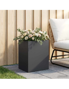 Vaso da giardino Nero 40 x 30 x 50 cm Acciaio laminato a freddo