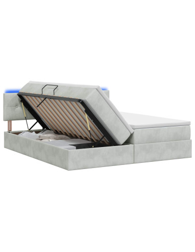 Letto con contenitore LED e materasso Grigio Chiaro