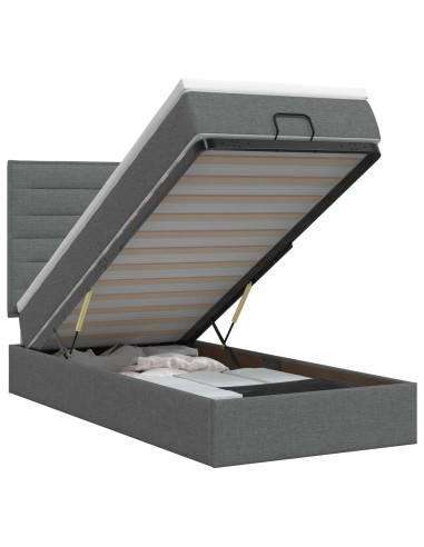 Letto ottomano con materasso Grigio Scuro 100 x 200 cm Tessuto