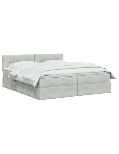 Letto con contenitore LED e materasso Grigio Chiaro