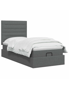 Letto ottomano con materasso Grigio Scuro 100 x 200 cm Tessuto 2