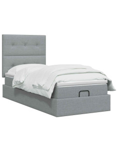 Letto ottomano con materasso Grigio Chiaro 80 x 200 cm Tessuto 2