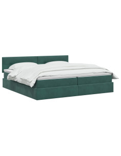 Letto con contenitore LED e materasso Verde Scuro 200 x 200 cm 2