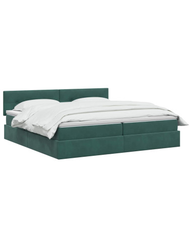 Letto con contenitore LED e materasso Verde Scuro 200 x 200 cm