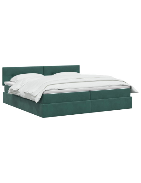 Letto con contenitore LED e materasso Verde Scuro 200 x 200 cm