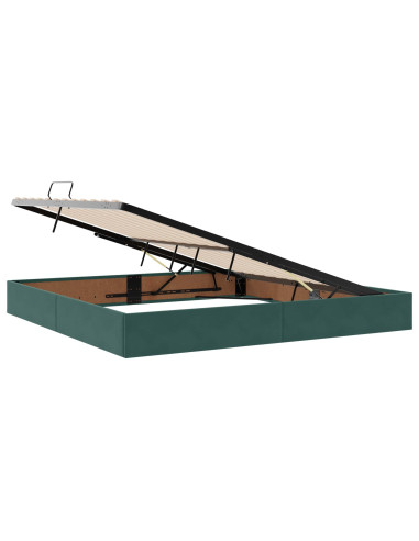 Letto con contenitore LED e materasso Verde Scuro 200 x 200 cm