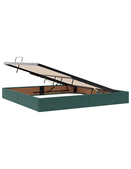Letto con contenitore LED e materasso Verde Scuro 200 x 200 cm