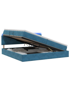 Letto con contenitore LED e materasso Blu Scuro 200 x 200 cm