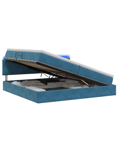 Letto con contenitore LED e materasso Blu Scuro 200 x 200 cm