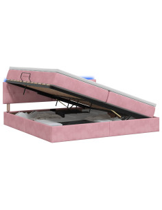 Letto con contenitore LED e materasso Rosa 200 x 200 cm Velluto