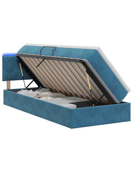Letto con contenitore LED e materasso Blu Scuro 90 x 190 cm