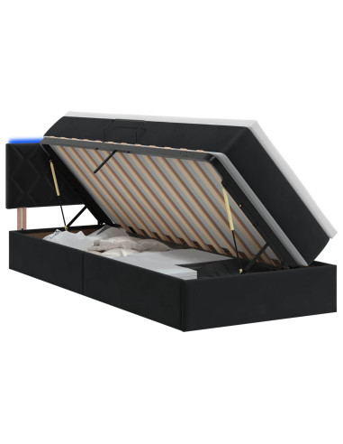Letto con contenitore LED e materasso Nero 100 x 200 cm Velluto