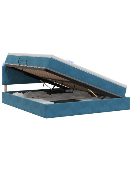 Letto con contenitore LED e materasso Blu Scuro 180 x 200 cm