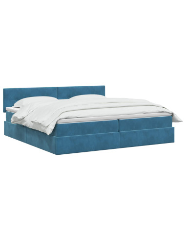 Letto con contenitore LED e materasso Blu Scuro 200 x 200 cm