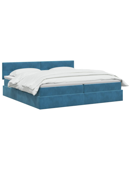 Letto con contenitore LED e materasso Blu Scuro 200 x 200 cm