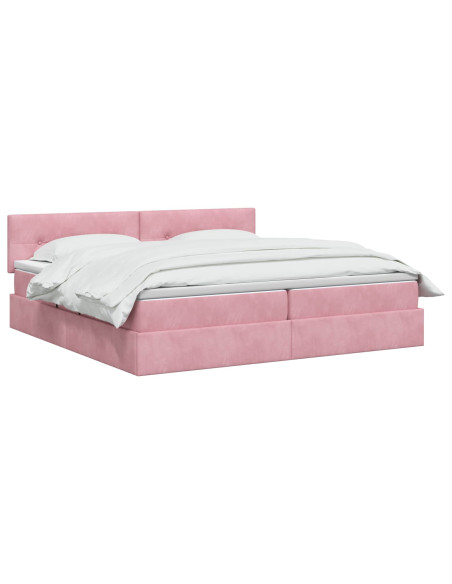 Letto con contenitore LED e materasso Rosa 200 x 200 cm Velluto