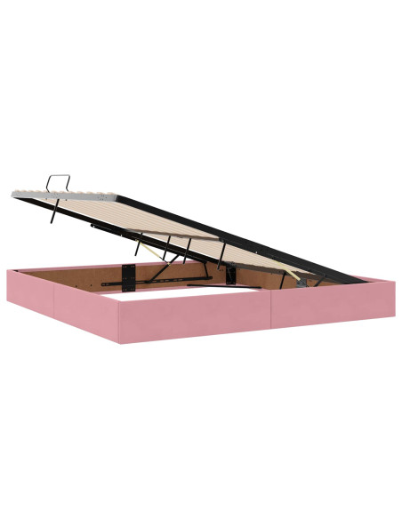 Letto con contenitore LED e materasso Rosa 200 x 200 cm Velluto