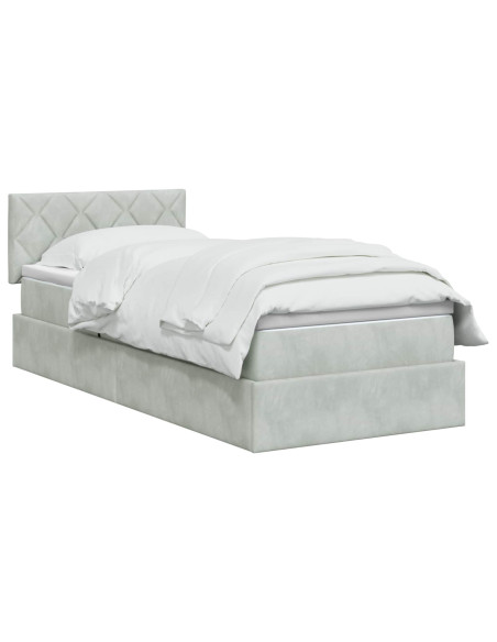 Letto con contenitore LED e materasso Grigio Chiaro 90 x 190 cm