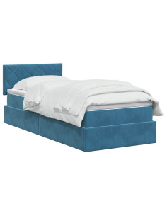 Letto con contenitore LED e materasso Blu Scuro 90 x 190 cm 2