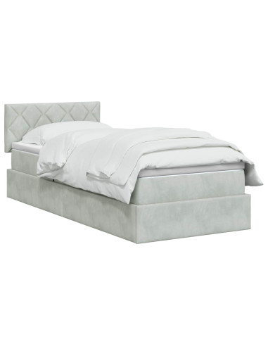 Letto con contenitore LED e materasso Grigio Chiaro 90 x 200 cm