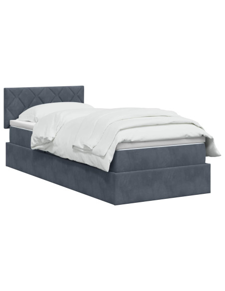 Letto con contenitore LED e materasso Grigio Scuro 90 x 200 cm