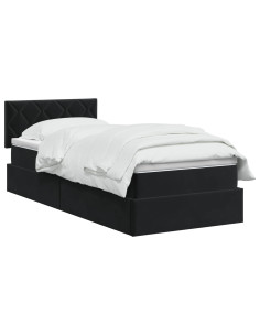 Letto con contenitore LED e materasso Nero 90 x 200 cm Velluto 2