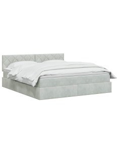 Letto con contenitore LED e materasso Grigio Chiaro 2