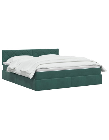 Letto con contenitore LED e materasso Verde Scuro 140 x 200 cm
