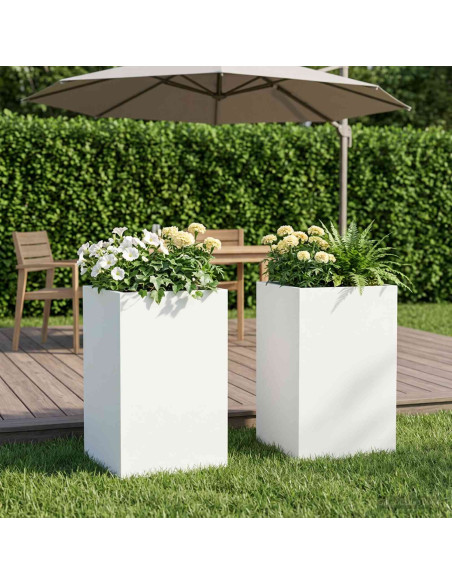 Vaso da giardino 2 pz Bianco 30 x 30 x 50 cm