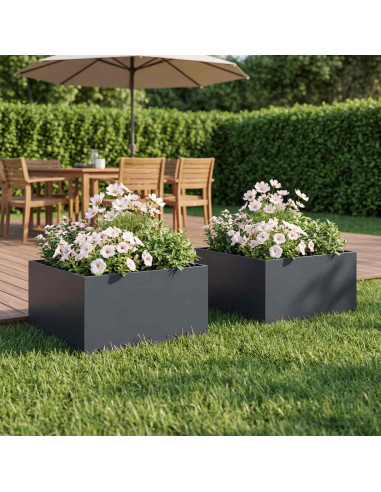Vaso da giardino 2 pz Antracite 60 x 60 x 30 cm