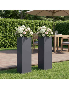 Vaso da giardino 2 pz Antracite 20 x 20 x 75 cm