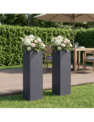 Vaso da giardino 2 pz Antracite 20 x 20 x 75 cm