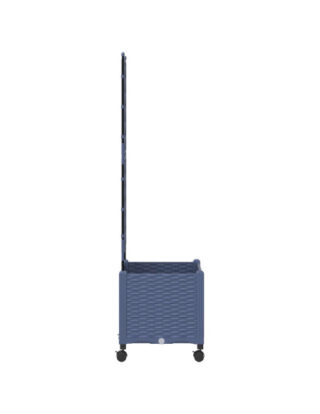 Vaso da giardino con grigliato e ruote Grigio 40 x 40 x 149 cm