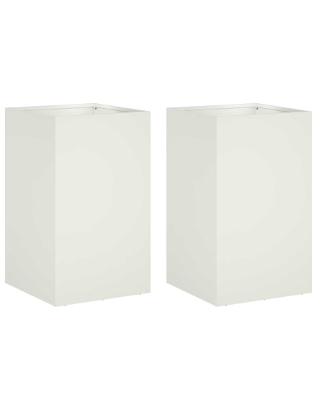 Vaso da giardino 2 pz Bianco 30 x 30 x 50 cm
