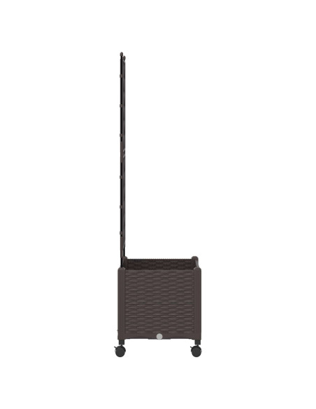 Vaso da giardino con grigliato e ruote Marrone 40 x 40 x 149 cm