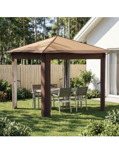 Gazebo senza Parete 2,6 x 2,6 m Beige e Marrone