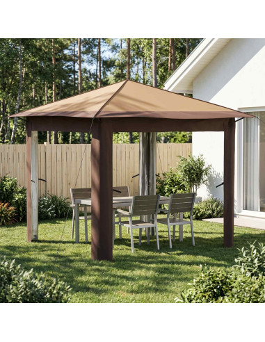 Gazebo senza Parete 2,6 x 2,6 m Beige e Marrone