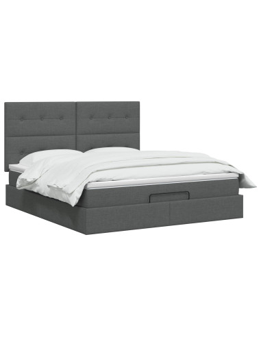 Letto ottomano con materasso Grigio Scuro 140 x 200 cm Tessuto