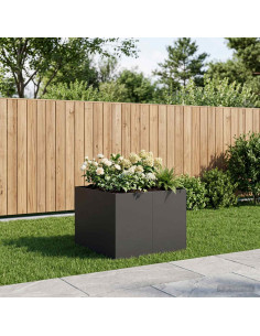 Vaso da giardino Nero 80 x 80 x 60 cm Acciaio laminato a freddo